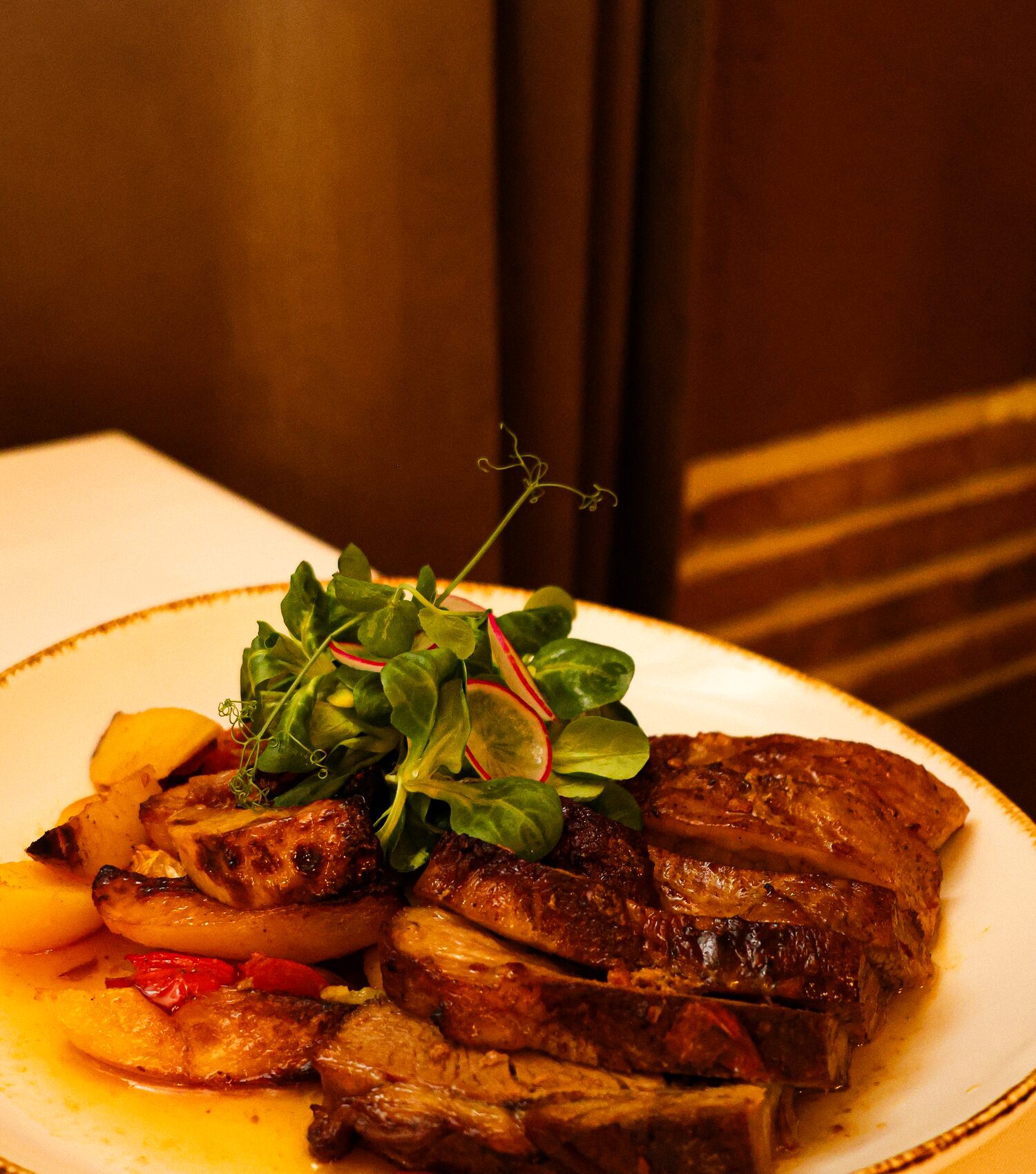 Sliced grilled beef tenderloin